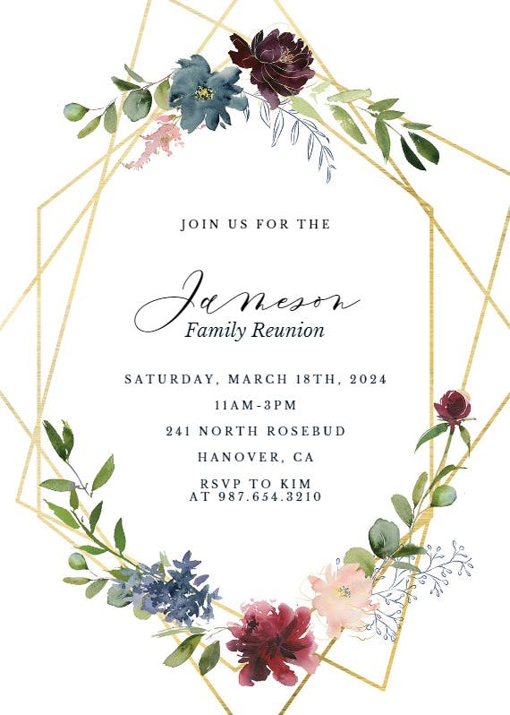 Geometric & flowers - family reunion invitation