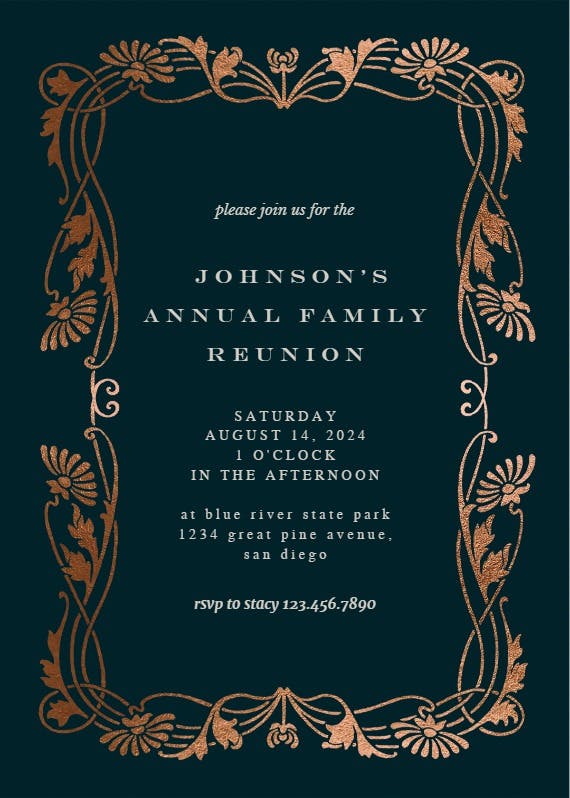 Golden frame -  invitación para reunión familiar