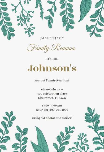 Graceful Greenery - Family Reunion Invitation