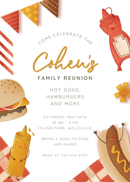 Grill & gather - family reunion invitation