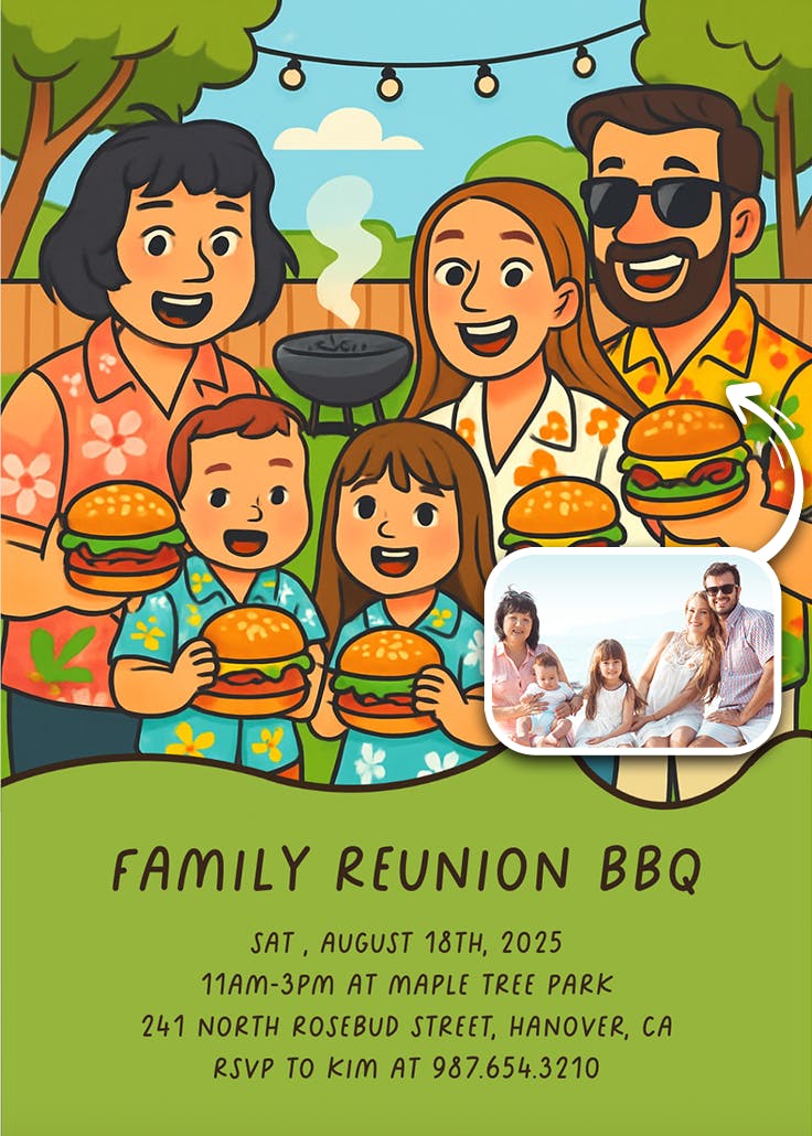 Grill & thrill - family reunion invitation