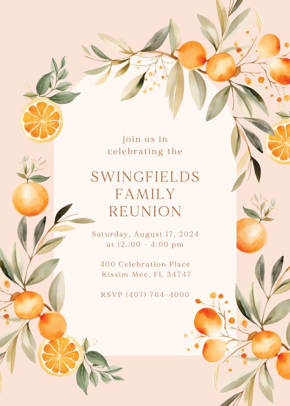 Juicy oranges - family reunion invitation