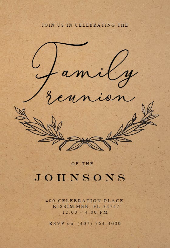 Kraft Branches - Family Reunion Invitation Template | Greetings Island