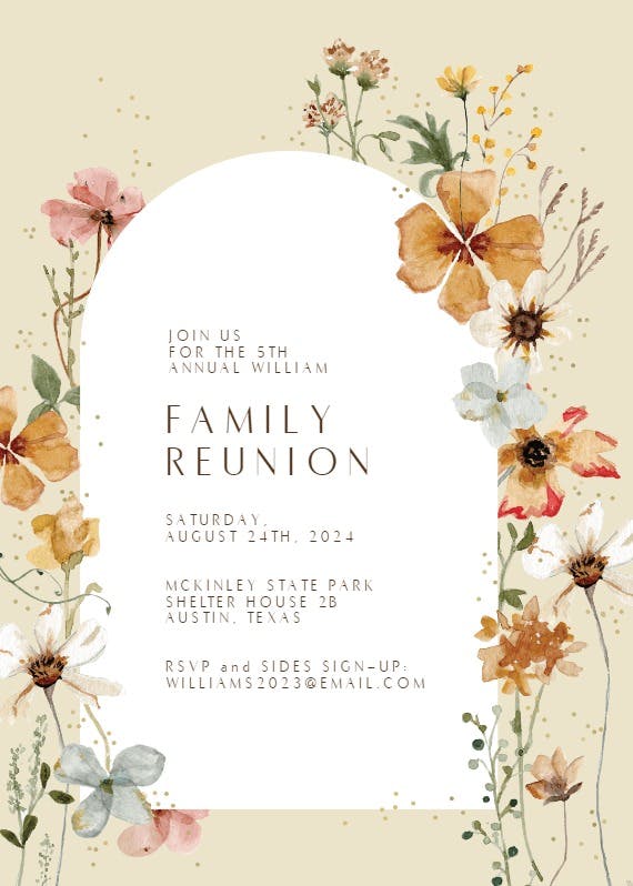 Meadow arch - family reunion invitation