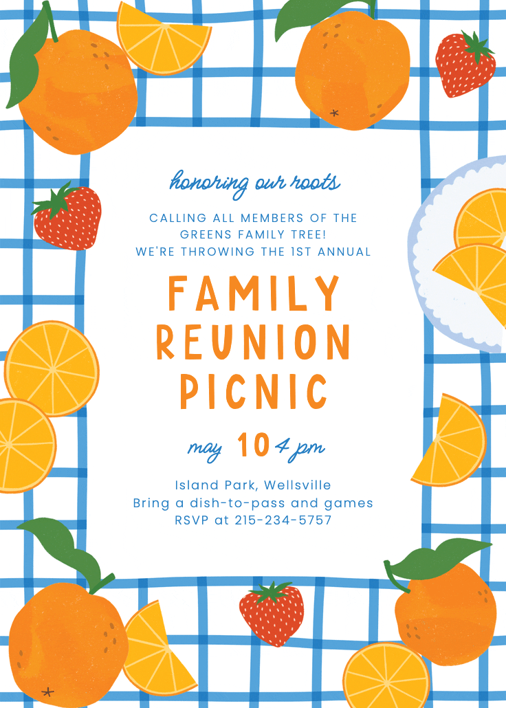 Mediterranean picnic - invitación para reunión familiar