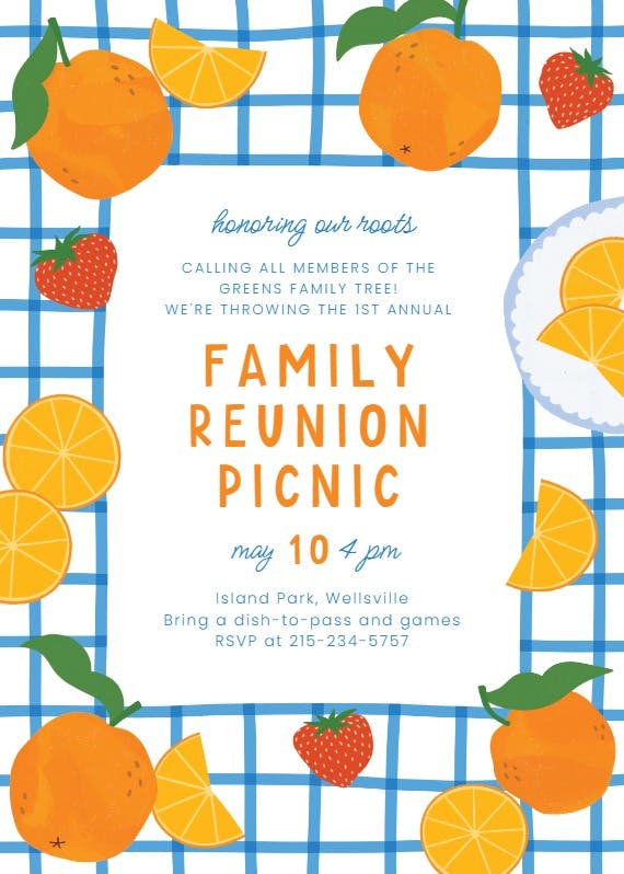 Mediterranean picnic - family reunion invitation