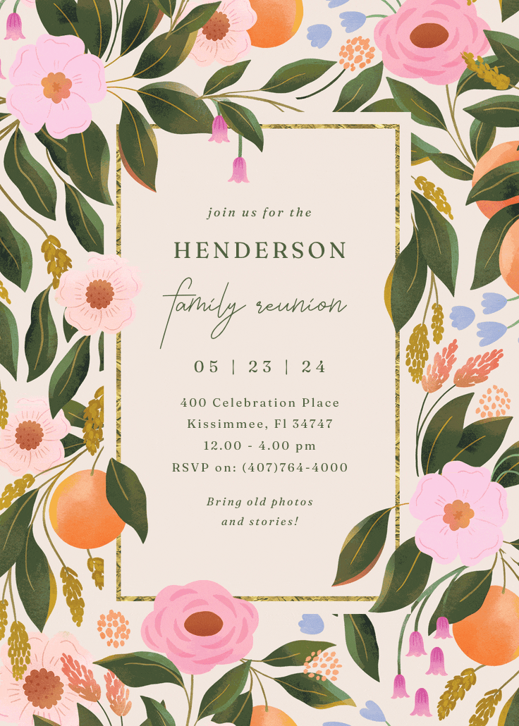 Orange blossoms - invitación para reunión familiar