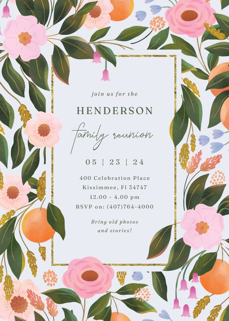 Orange blossoms - invitación para reunión familiar