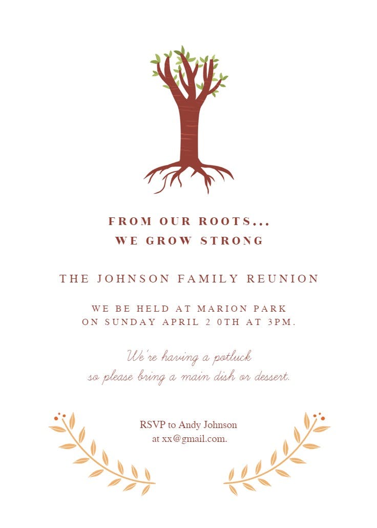 Our roots - family reunion invitation