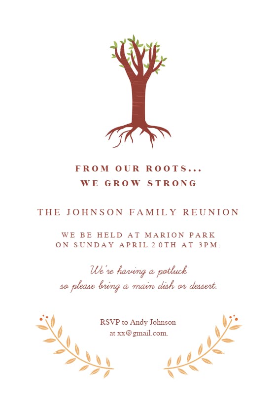 Our roots - family reunion invitation