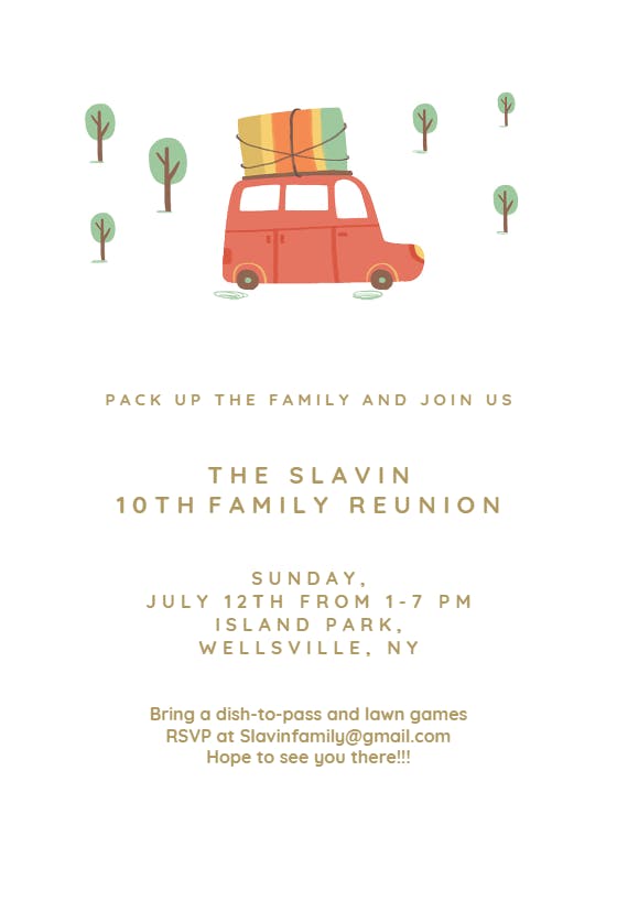 Pack up the family - family reunion invitation