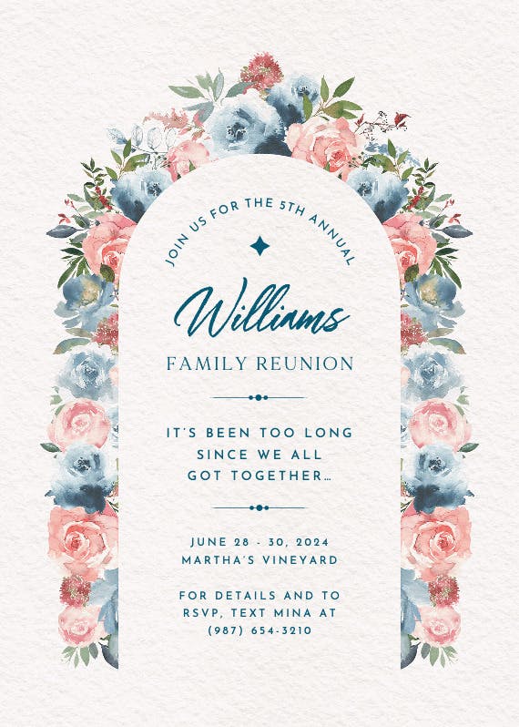 Painted petals - family reunion invitation