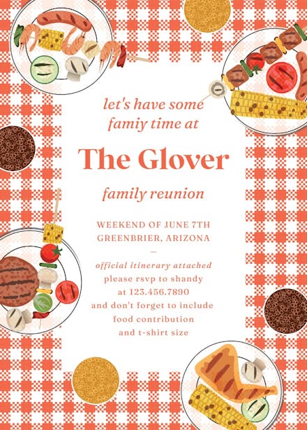 Picnic plates - family reunion invitation