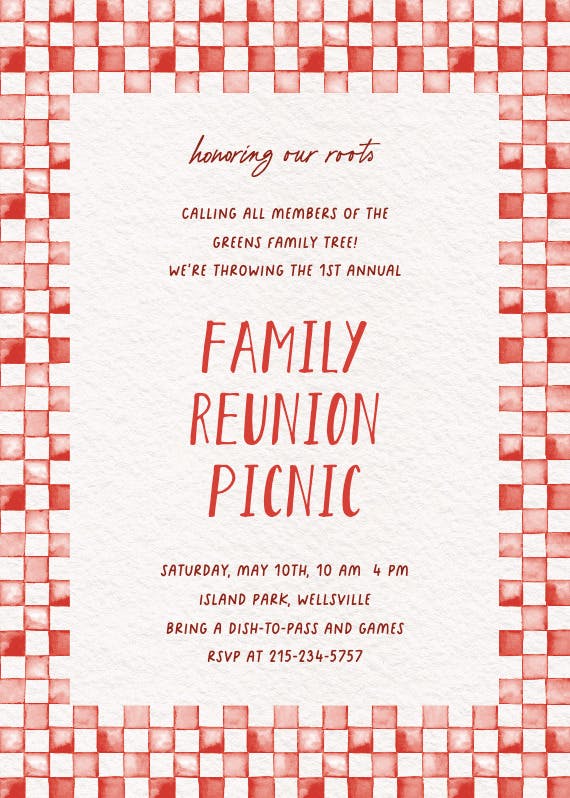 Roll out your blanket - family reunion invitation