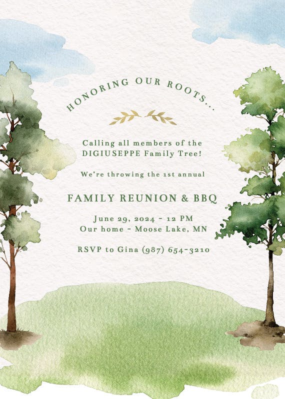 Roots & branches - family reunion invitation