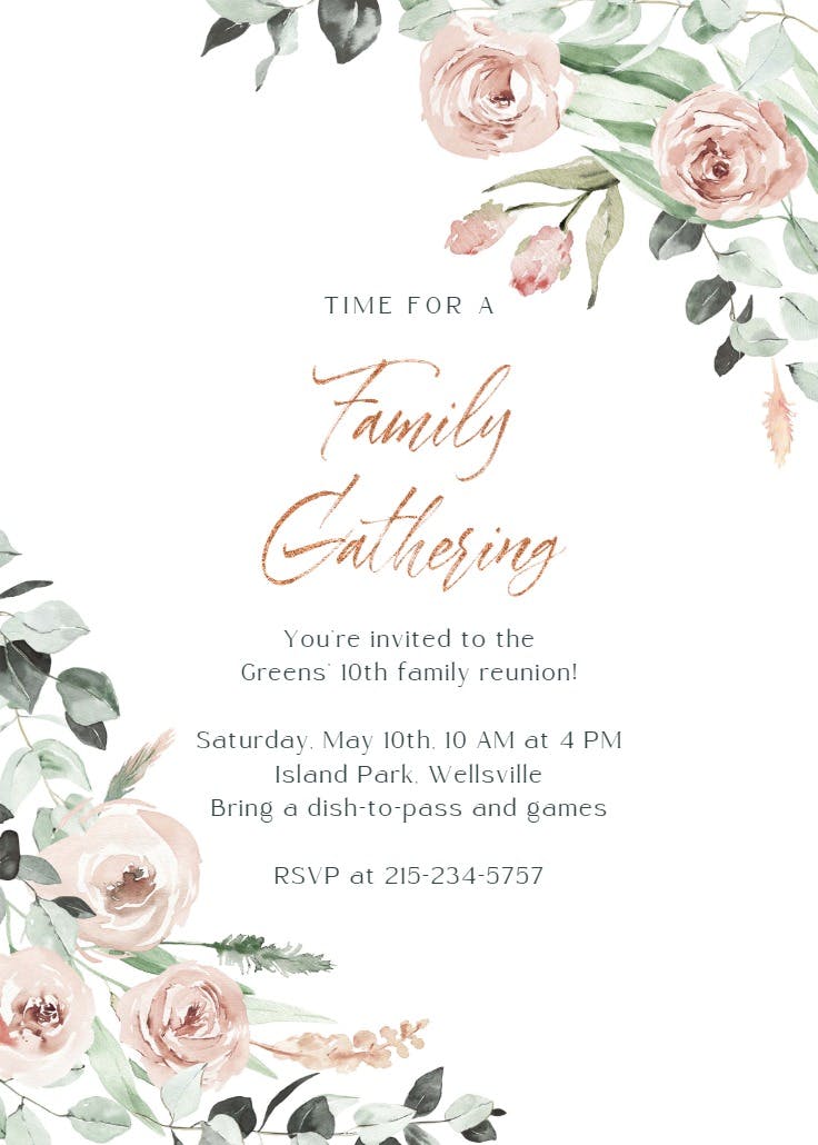 Rosey roses - family reunion invitation