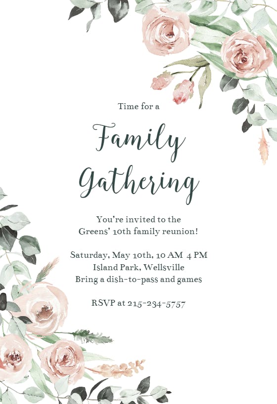 Rosey roses - family reunion invitation