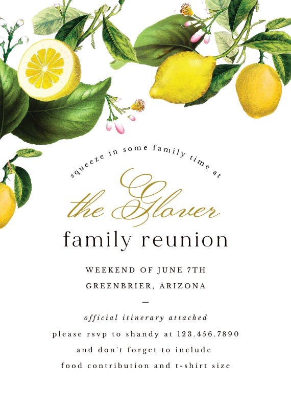 Sicilian lemon tree -  invitación para reunión familiar