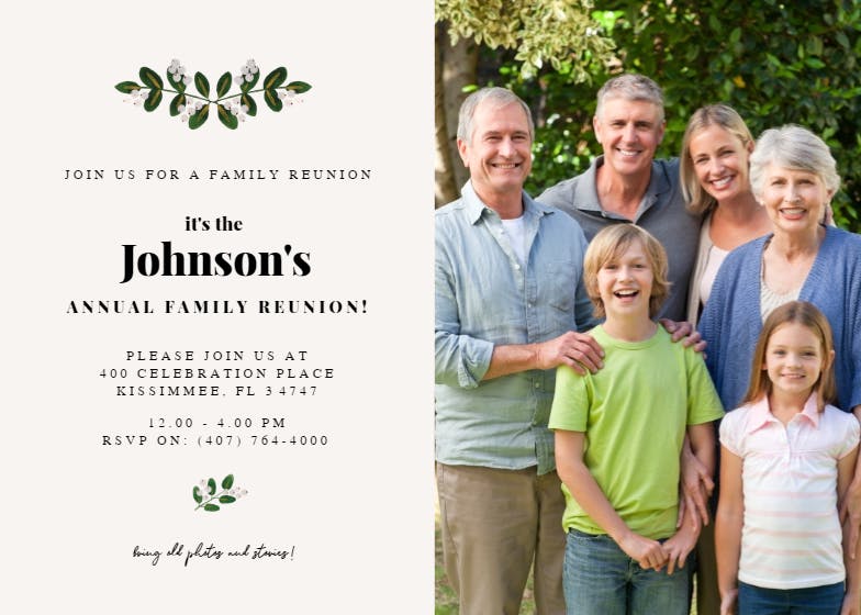 Soft botanical -  invitación para reunión familiar