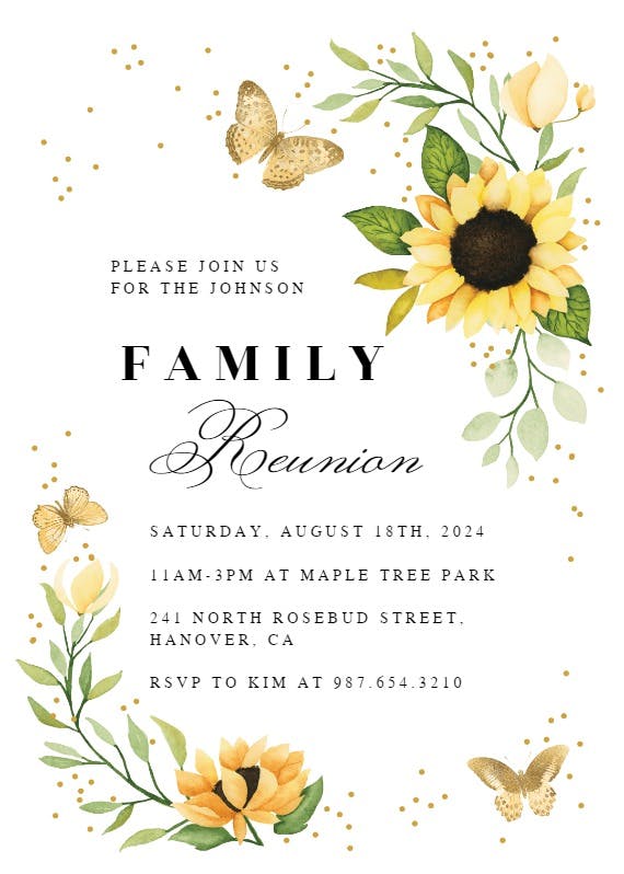 Sunflower corner -  invitación para reunión familiar