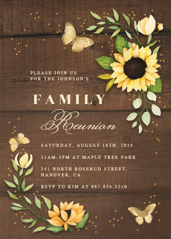 Sunflower corner - family reunion invitation