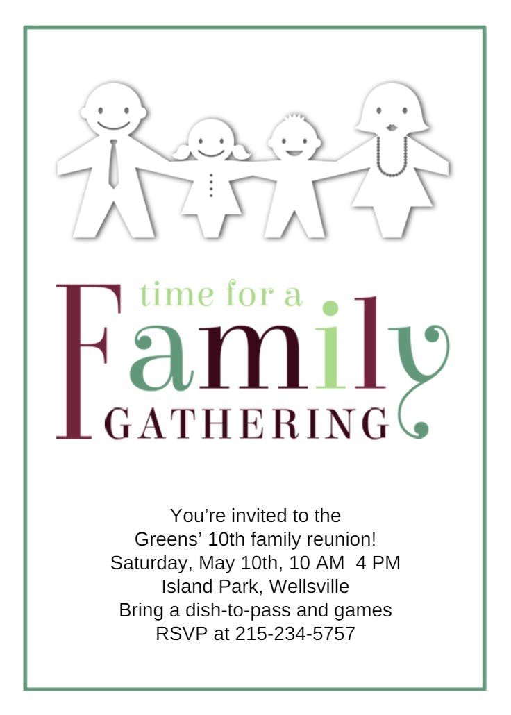 Time for a family gathering - invitación para reunión familiar