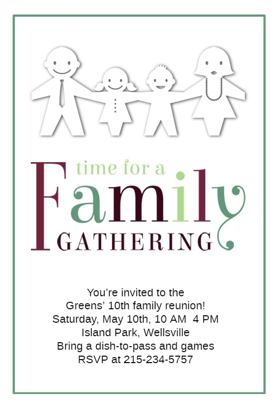 Time for a family gathering -  invitación para reunión familiar