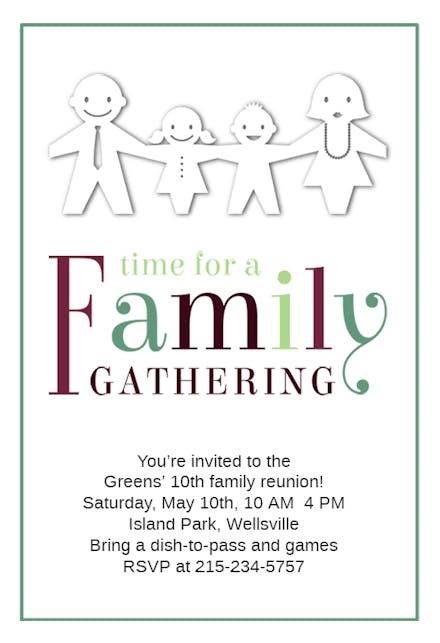 Time For A Family Gathering Family Reunion Invitation Template Free Greetings Island