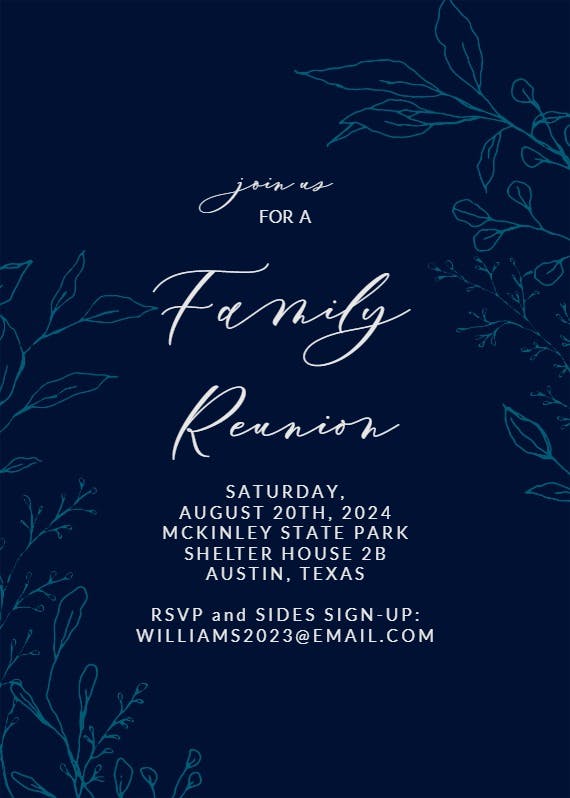 Traces of leaves - family reunion invitation