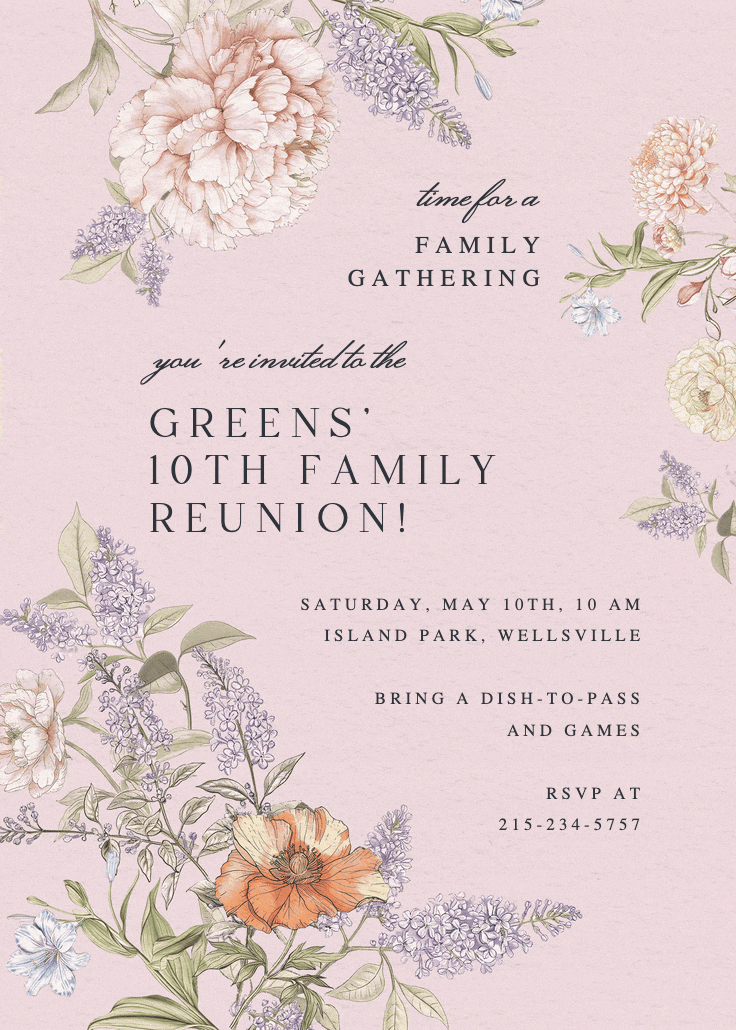 Vintage sketch - family reunion invitation
