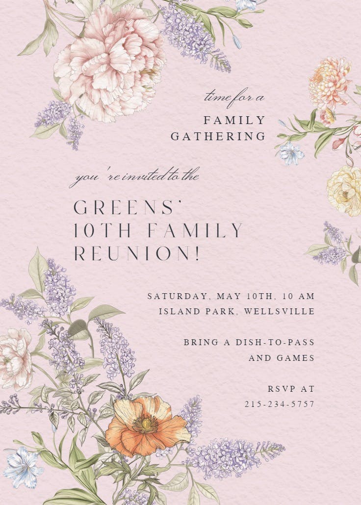 Vintage sketch - invitación para reunión familiar