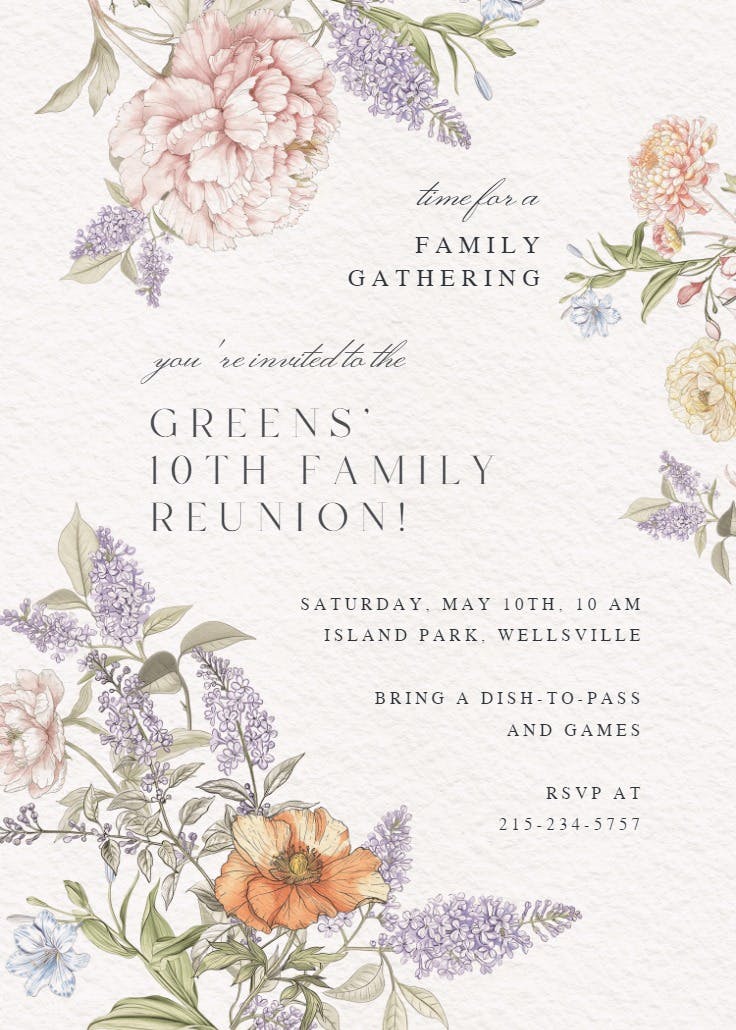 Vintage sketch - invitación para reunión familiar