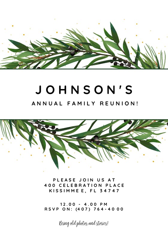 Winter wreath - family reunion invitation