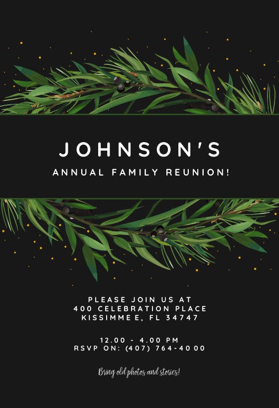 Winter wreath - family reunion invitation