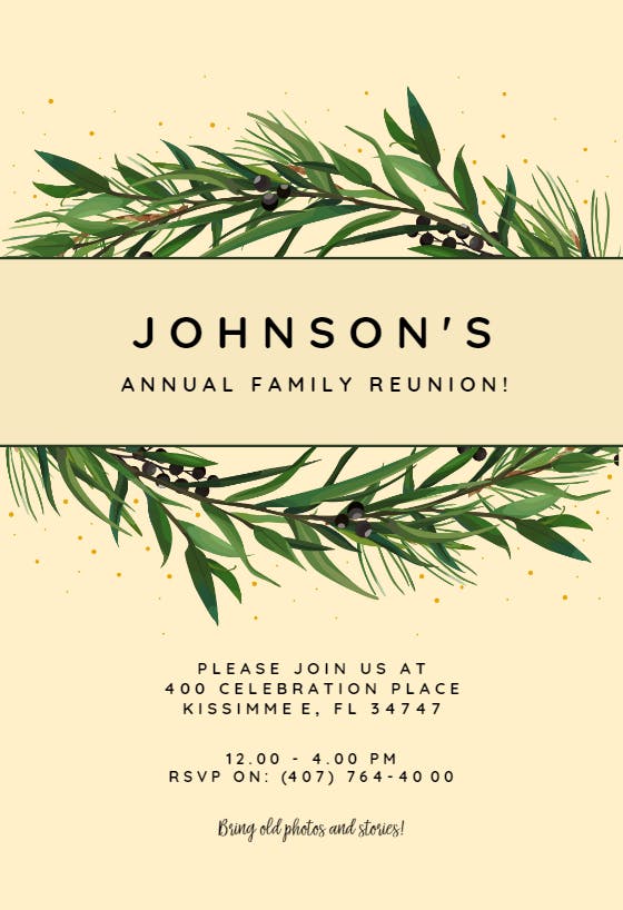 Winter wreath - family reunion invitation