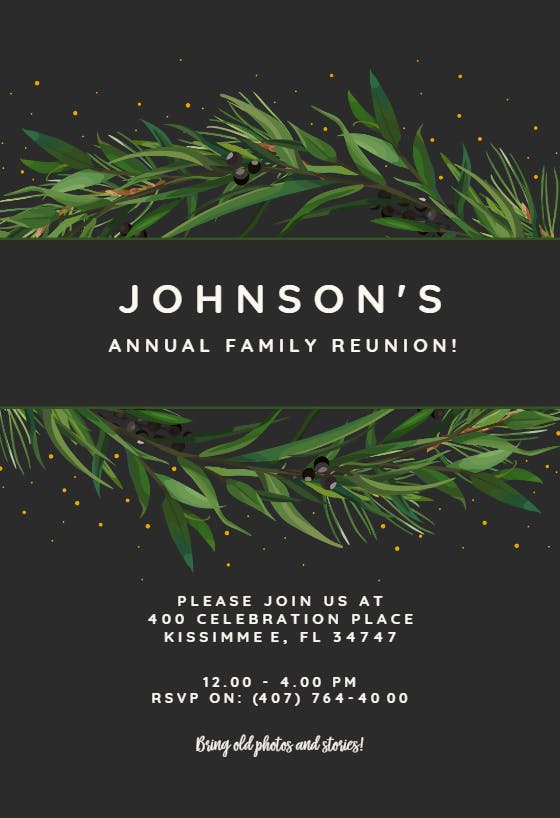 Winter wreath -  invitación para reunión familiar