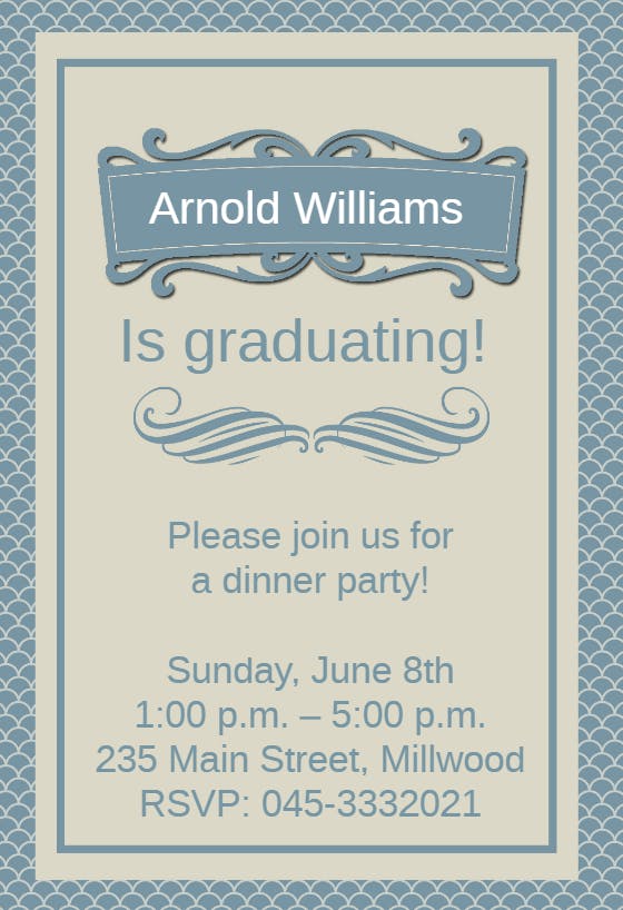 A dinner graduation party - graduation party invitation