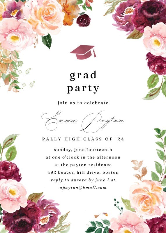 Autumnal maple graduation - graduation party invitation