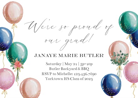 Balloon Spray - Graduation Party Invitation