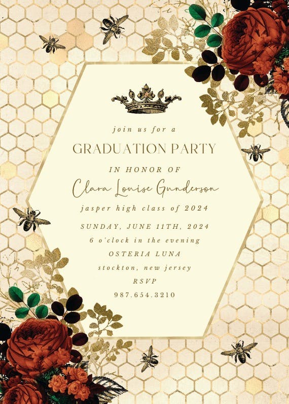 Bee-ing together -  invitación de graduación
