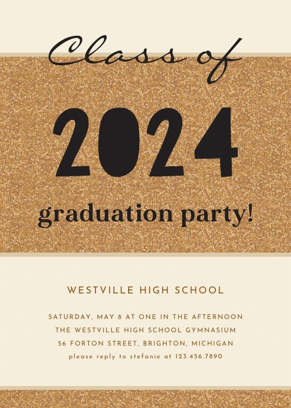 Beige corkboard - graduation party invitation