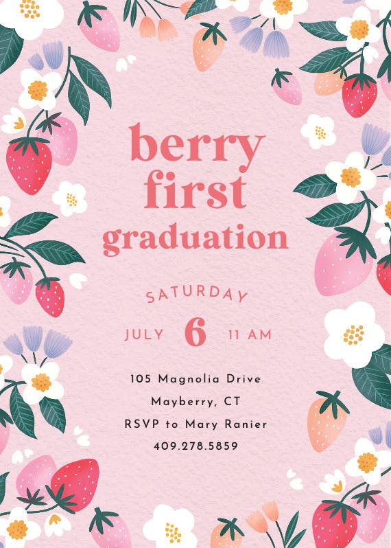 Berry sweet -  invitación de graduación