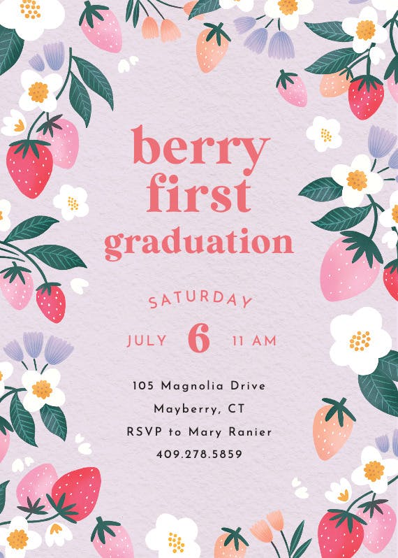 Berry sweet - graduation party invitation