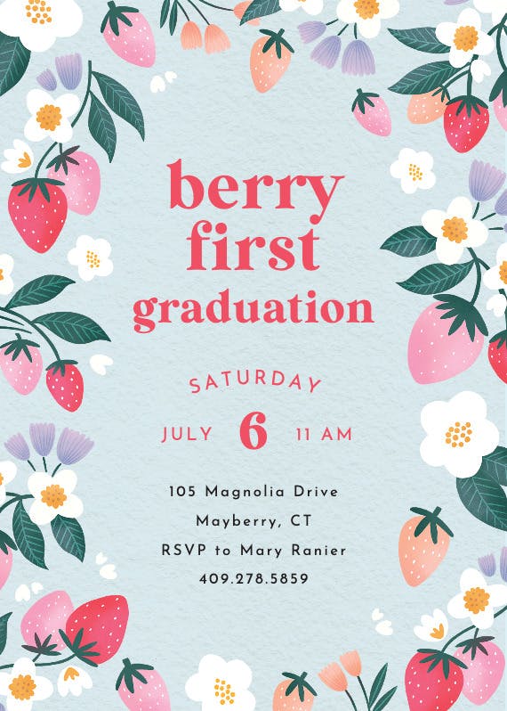 Berry sweet -  invitación de graduación