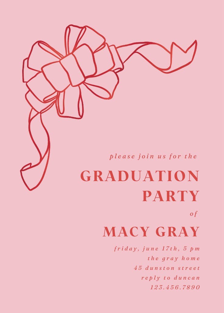 Big bow - graduation party invitation
