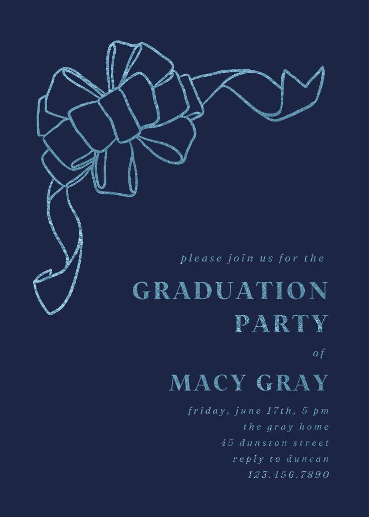 Big bow - graduation party invitation