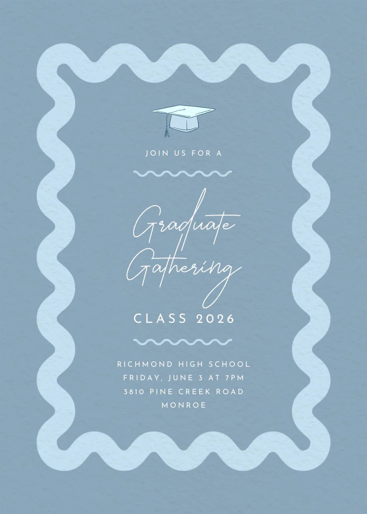 Billowing Border - Graduation Party Invitation Template | Greetings Island