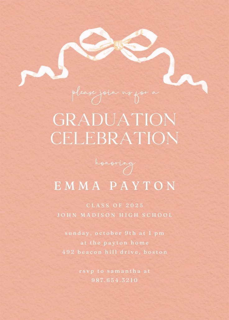 Black ribbons - graduation party invitation