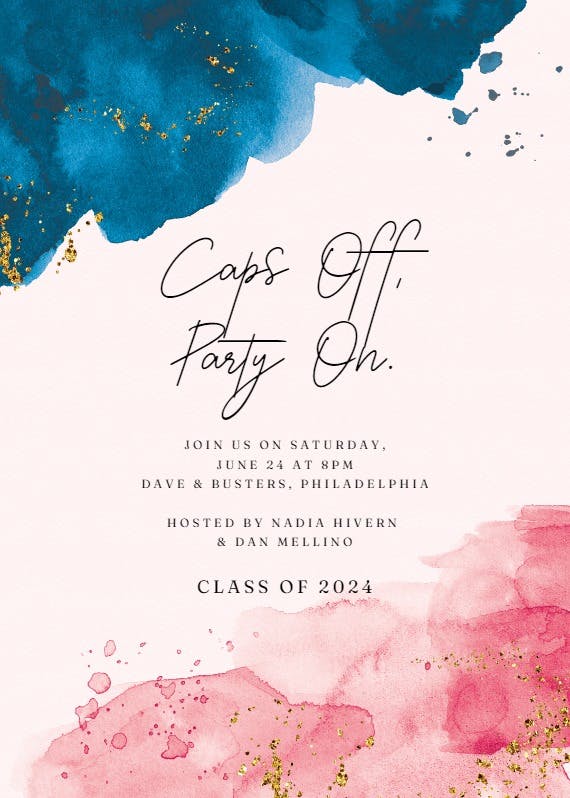 Blue vs pink -  invitación de graduación