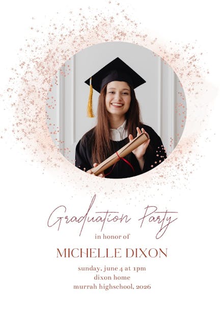 Blush gold spots - graduation party invitation